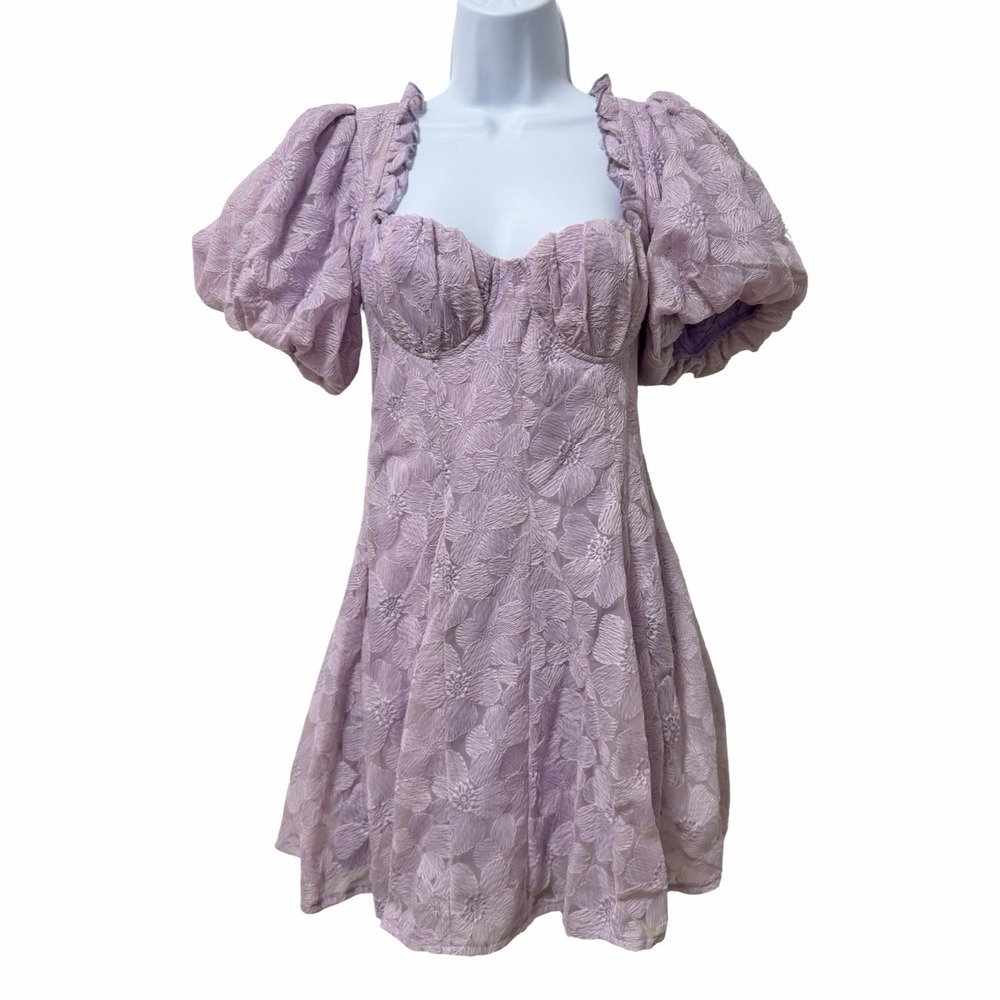 Hello Molly Style Mission Mesh Babydoll Mini Dress US 4 AU 8 Lilac Purple NEW